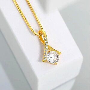 18K Gold-Plated Zirconia Necklace Optimal Gold Jewelry